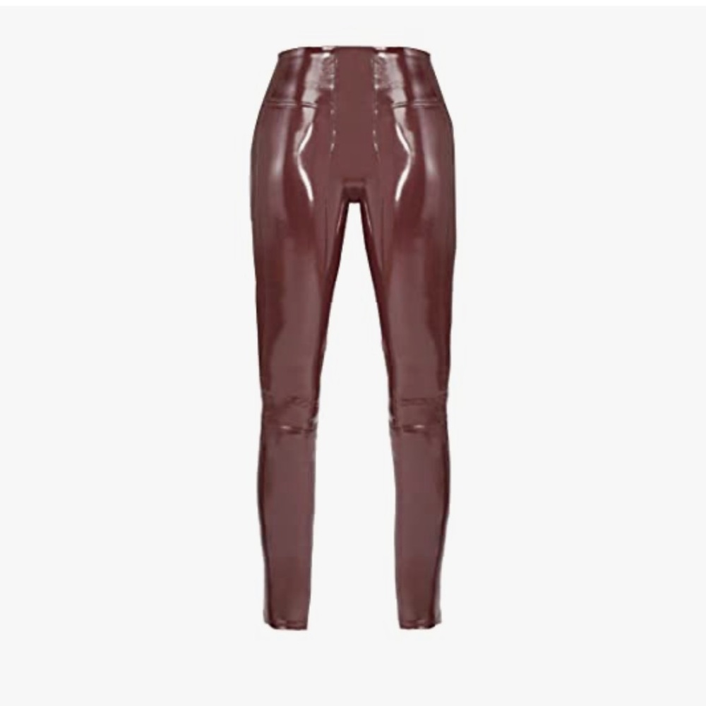 Spanx Faux Patent Leather Leggings Ruby Color Size Medium - Picture 1 of 4